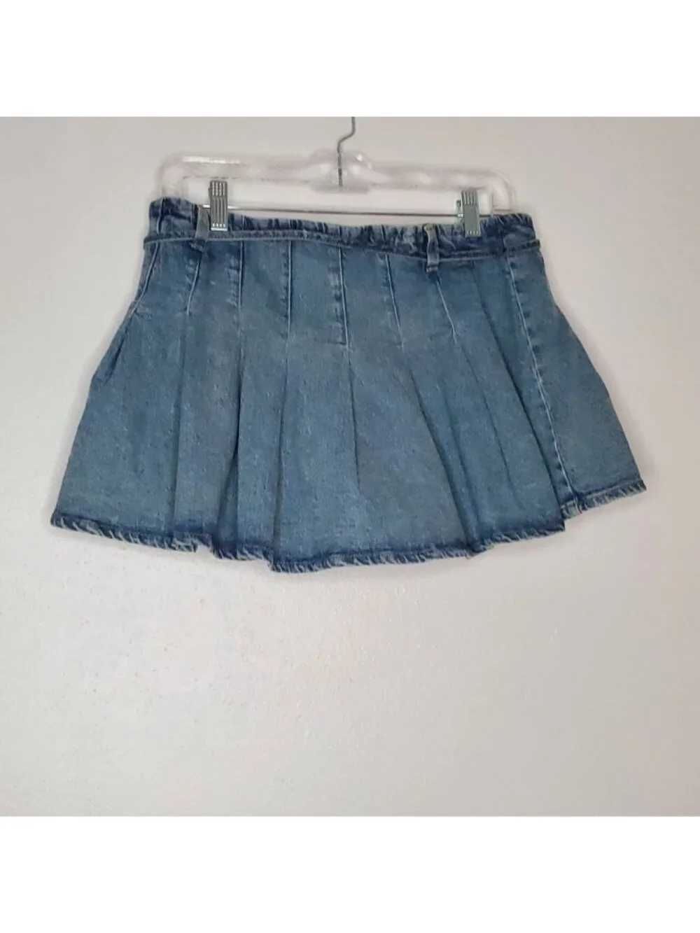 Women's Denim Skater Skort Size 10 Pleated Mini Skirt With Built-In Shorts Wild